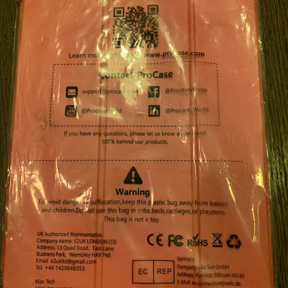ProCase Pink Protective iPad case.  Fits 10.9 to 11 inch iPads